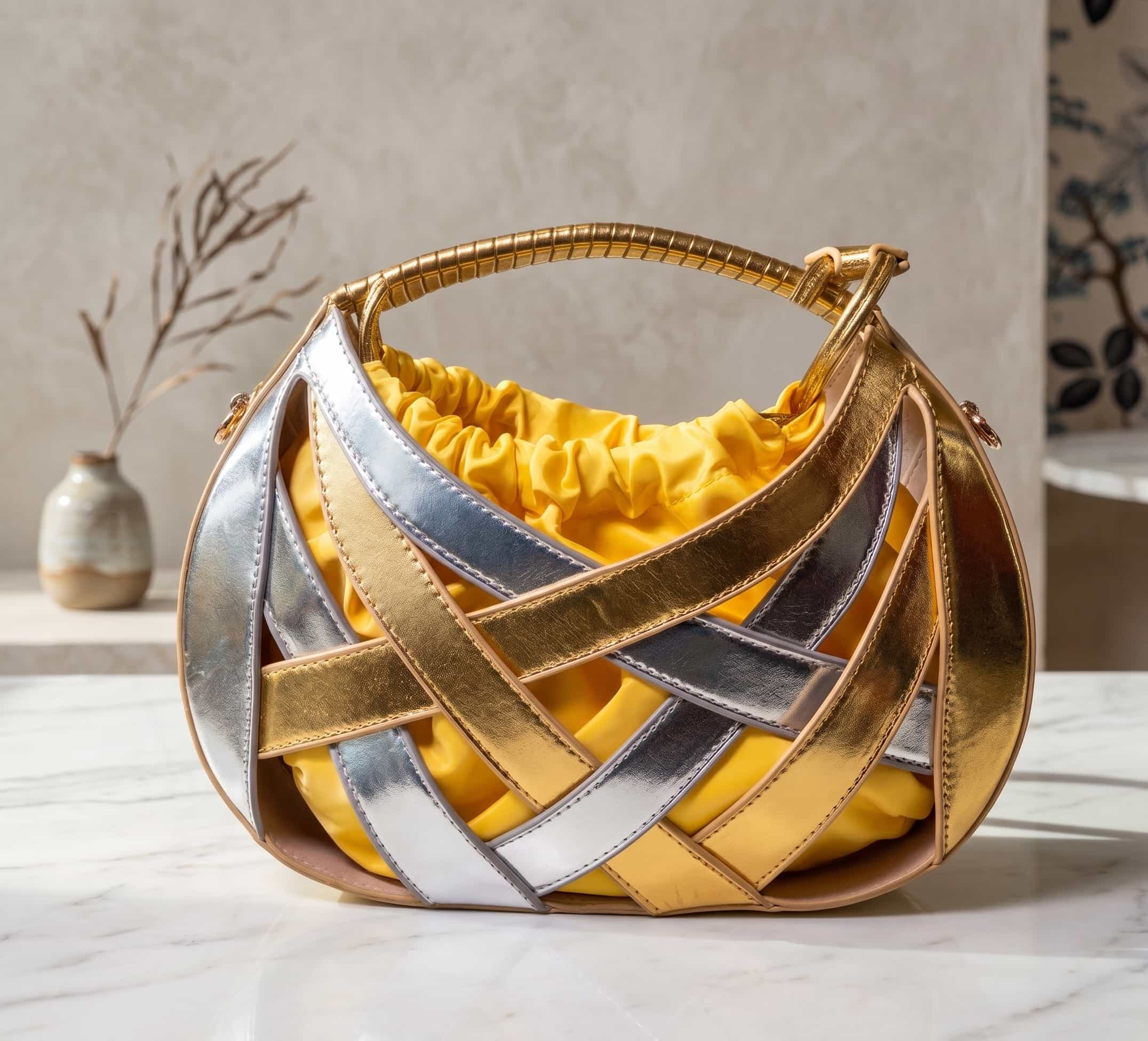 Sac à main cage tressé aux finitions dorées - SOJOEE