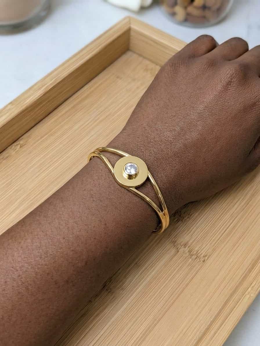Bracelet Jonc Ouvert "Diamants Dansants"