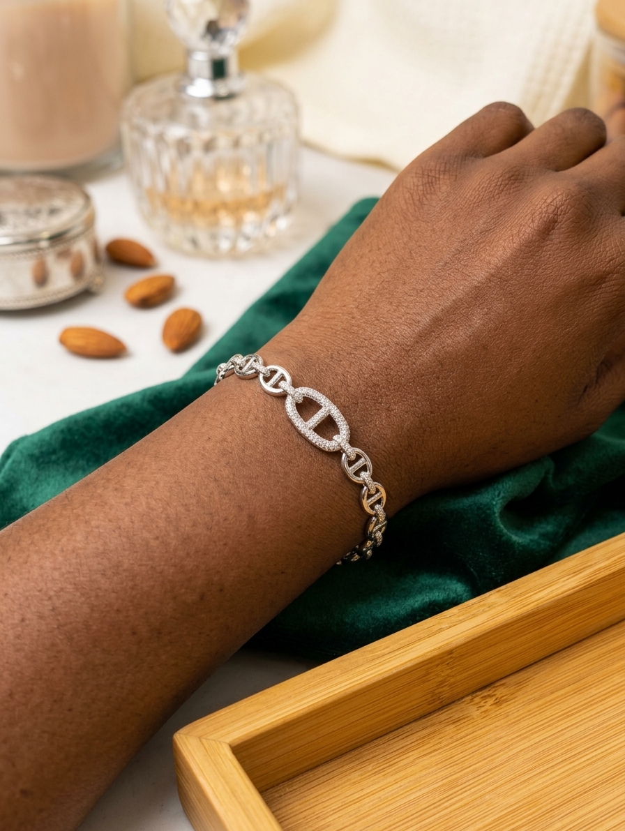 Bracelet Gourmette - Pavage Strass – Éclat Joaillerie