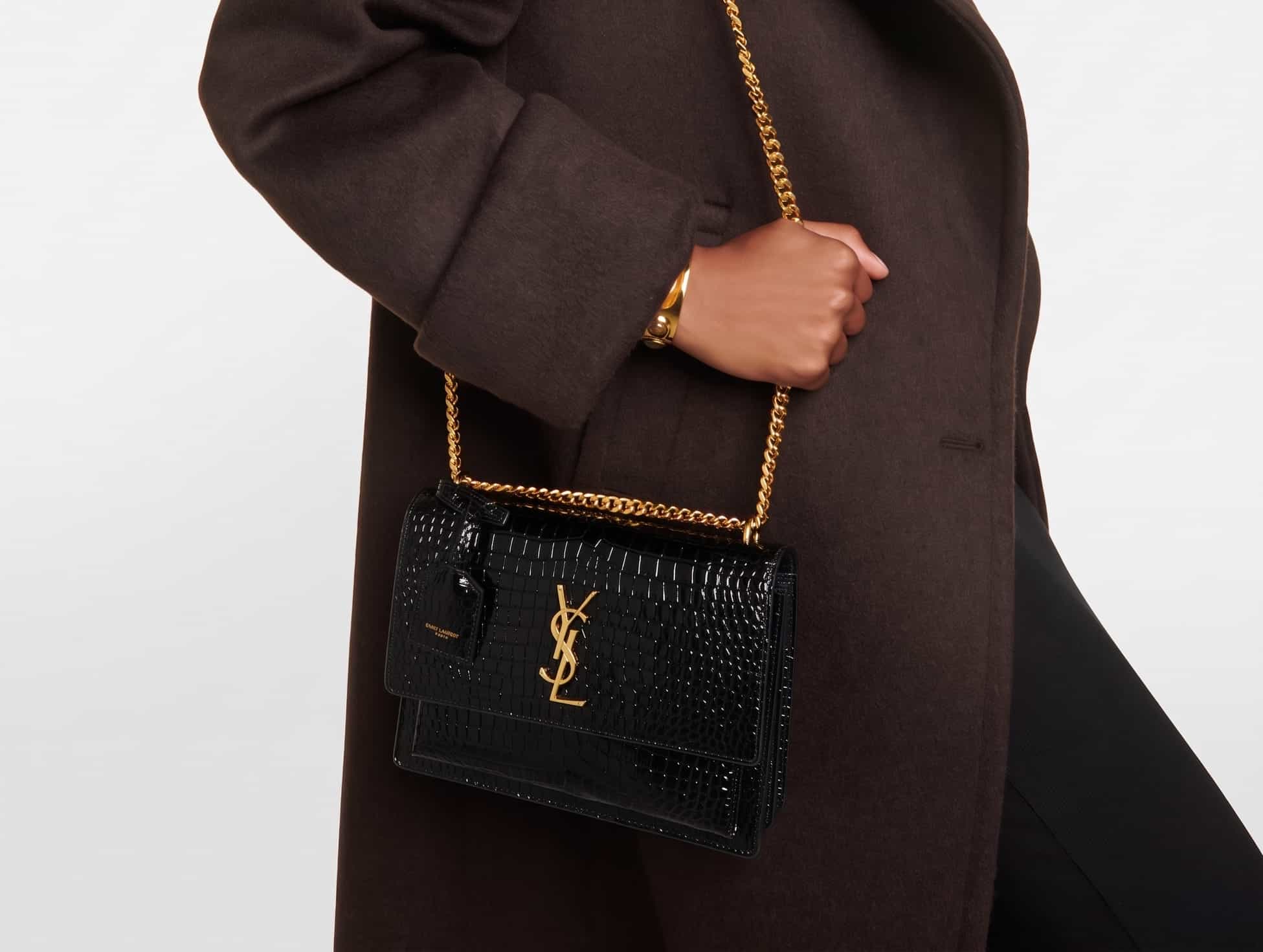 Sac à bandoulière en cuir noir - Saint Laurent Kate