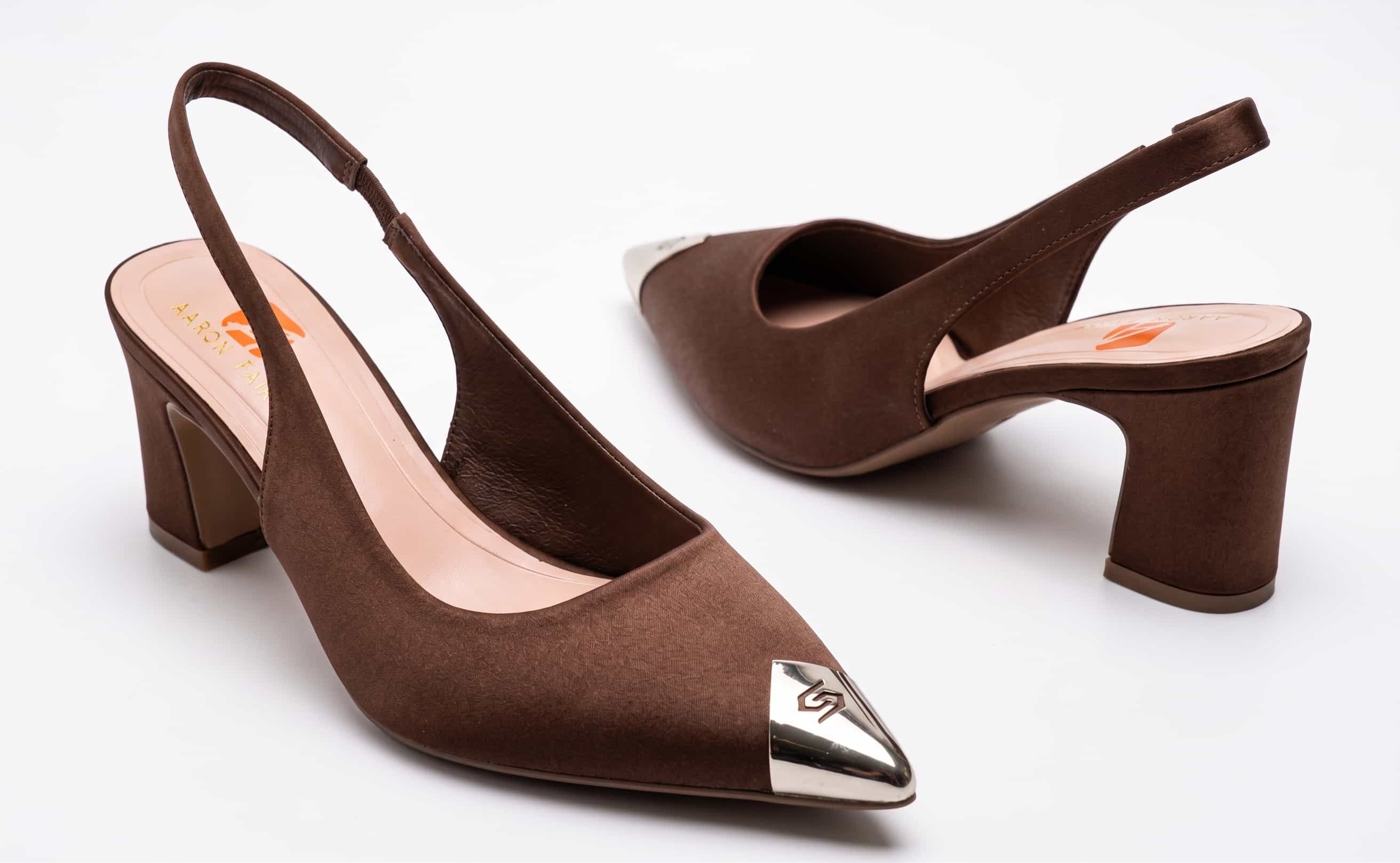 Escarpin Slingback en Cuir Marron